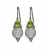 SE-1193-CO4 Sterling Silver Earring With Peridot, Rainbow Moonstone Jewelry Bali Designs Inc